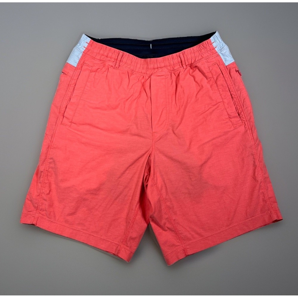 Birddogs Gym Shorts Men Medium Long Pink Coral Lined Zipper Pockets 8in Inseam